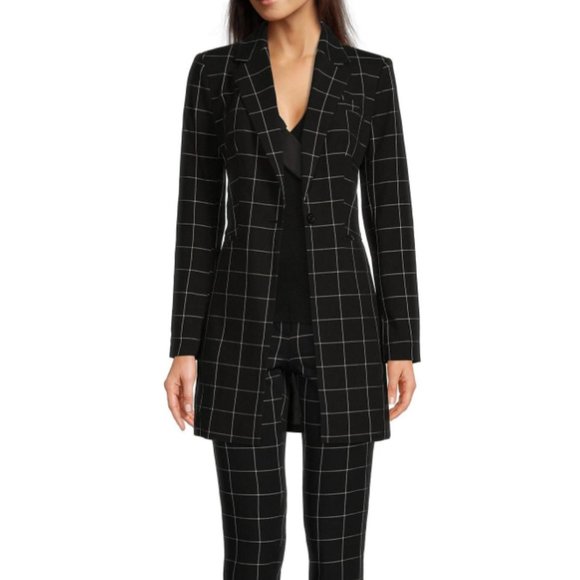 Calvin Klein Women's Windowpane Jacket and Pants Set - Picture 1 of 5